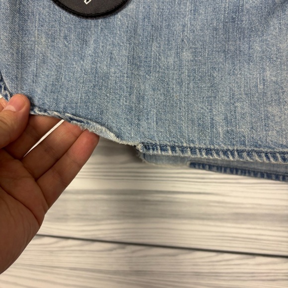 American Eagle Vintage Patchwork Denim Long Sleeve Button Down Shirt Medium - Picture 6 of 16